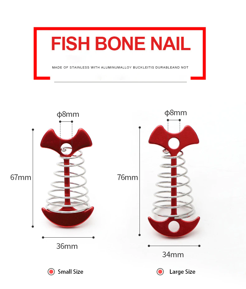 Cheap Goat Tents Adjustable Plank Floor Spring Fishbone Anchor Stakes Fixed Nails Outdoor Camping Tent Hooks   